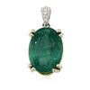 Image 1 : 14KT Two-Tone Gold 6.80 ctw Emerald and Diamond Pendant