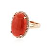 Image 2 : 14KT Rose Gold 20.41 ctw Coral and Diamond Ring