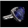 Image 2 : 14KT White Gold GIA Certified 22.37 ctw Tanzanite and Diamond Ring