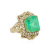 Image 2 : 14KT Yellow Gold GIA Certified 10.21 ctw Emerald and Diamond Ring