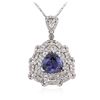 Image 2 : 14KT White Gold 4.85 ctw Tanzanite and Diamond Pendant With Chain