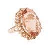 Image 2 : 14KT Rose Gold 24.00 ctw Morganite and Diamond Ring