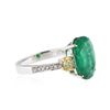 Image 2 : 14KT White Gold 4.18 ctw Emerald and Diamond Ring