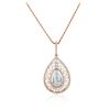 Image 2 : 14KT Rose Gold 2.77 ctw Aquamarine and Diamond Pendant with Chain