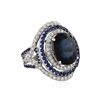 Image 2 : 18KT White Gold GIA Certified 14.21 ctw Sapphire and Diamond Ring