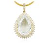 Image 2 : 14KT Yellow Gold GIA Certified 20.50 ctw Aquamarine and Diamond Pendant W/ Chain