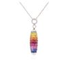 Image 2 : 14KT White Gold 5.58 ctw Multicolor Sapphire and Diamond Pendant With Chain
