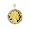 Image 1 : 14KT Yellow Gold $50 Buffalo Coin and Diamond Pendant