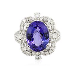 14KT White Gold 5.61 ctw Tanzanite and Diamond Ring