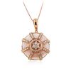 Image 2 : 14KT Rose Gold 8.39 ctw Mother of Pearl and Diamond Pendant With Chain