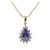 Image 2 : 14KT Yellow Gold 2.39 ctw Tanzanite and Diamond Pendant With Chain