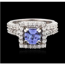 14KT White Gold 1.61 ctw Tanzanite and Diamond Wedding Ring Set