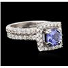 Image 2 : 14KT White Gold 1.61 ctw Tanzanite and Diamond Wedding Ring Set