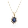 Image 2 : 14KT Yellow Gold 0.50 ctw Sapphire and Diamond Pendant With Chain