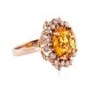 Image 2 : 14KT Rose Gold 5.63 ctw Citrine and Diamond Ring