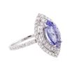 Image 2 : 14KT White Gold 1.88 ctw Tanzanite and Diamond Ring