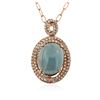 Image 2 : 14KT Rose Gold 14.35 ctw Chrysoprase and Diamond Pendant With Chain