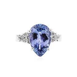 14KT White Gold 4.58 ctw Tanzanite and Diamond Ring