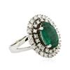 Image 2 : 14KT White Gold 3.16 ctw Emerald and Diamond Ring