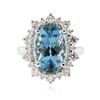 Image 1 : 14KT White Gold 5.89 ctw Aquamarine and Diamond Ring