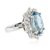 Image 2 : 14KT White Gold 5.89 ctw Aquamarine and Diamond Ring