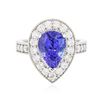 Image 1 : 14KT White Gold 3.87 ctw Tanzanite and Diamond Ring