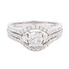 Image 1 : 14KT White Gold 0.88 ctw Diamond Ring