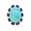 Image 1 : 14KT White Gold 11.82 ctw Turquoise and Sapphire Ring