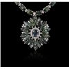 Image 2 : 18KT White Gold 59.86 ctw Multi Color Sapphire and Diamond Necklace