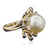 Image 2 : 14KT Yellow Gold Pearl and Diamond Ring