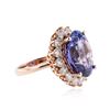 Image 2 : 14KT Rose Gold 14.31 ctw Tanzanite and Diamond Ring