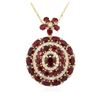 Image 2 : 14KT Yellow Gold 11.80 ctw Ruby and Diamond Pendant With Chain