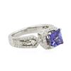 Image 2 : 18KT White Gold 1.62 ctw Tanzanite and Diamond Ring