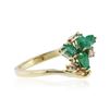 Image 2 : 14KT Yellow Gold 0.92 ctw Emerald and Diamond Ring