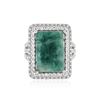 Image 1 : SILVER 11.38 ctw Emerald and White Sapphire Ring