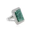 Image 2 : SILVER 11.38 ctw Emerald and White Sapphire Ring
