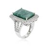 Image 3 : SILVER 11.38 ctw Emerald and White Sapphire Ring