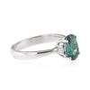Image 2 : 14KT White Gold 1.98 ctw Green Chrysoberyl and Diamond Ring
