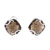 Image 1 : 14KT White Gold 25.14 ctw Smokey Quartz and Diamond Earrings