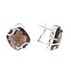 Image 2 : 14KT White Gold 25.14 ctw Smokey Quartz and Diamond Earrings