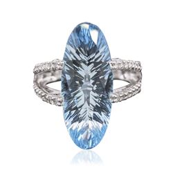 14KT White Gold 14.00 ctw Blue Topaz and Diamond Ring