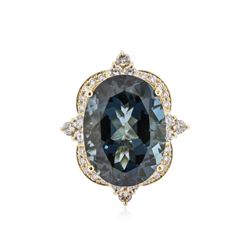 14KT Yellow Gold 17.39 ctw Topaz and Diamond Ring