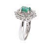 Image 3 : 14KT White Gold 0.69 ctw Emerald and Diamond Ring