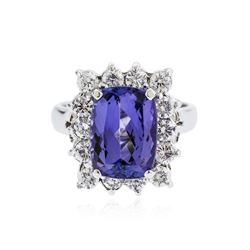 14KT White Gold 3.90 ctw Tanzanite and Diamond Ring