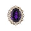 Image 1 : 14KT White Gold 11.11 ctw Amethyst and Diamond Ring