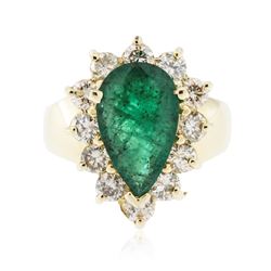 14KT Yellow Gold 2.48 ctw Emerald and Diamond Ring