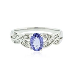 14KT White Gold 0.85 ctw Tanzanite and Diamond Ring