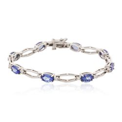 14KT White Gold 6.24 ctw Tanzanite and Diamond Bracelet