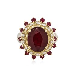 14KT Yellow Gold 13.53 ctw Ruby and Diamond Ring