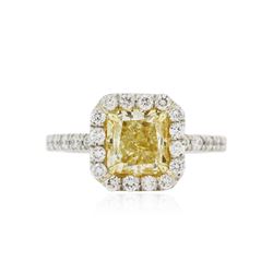 Platinum EGL USA Certified 2.77 ctw Fancy Yellow Diamond Ring